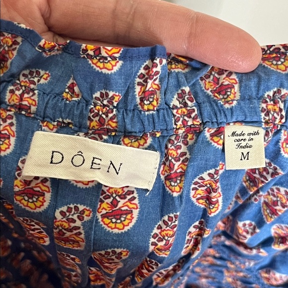 Doen Rhoda Organic Cotton Poplin Sundress Women's M Mazarine Sunrise Paisley - Picture 13 of 16